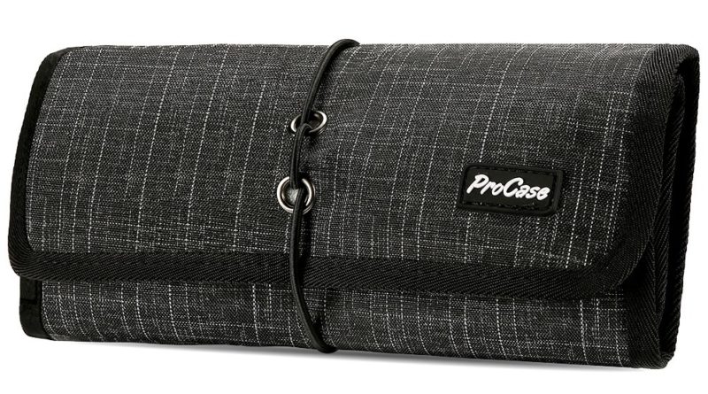 ProCase Travel Gadgets Organizer Bag, Electronics Accessories Carrying Case Pouch for Charger USB Cables SD Memory Cards Earphone Flash Hard Drive - Black Plaid