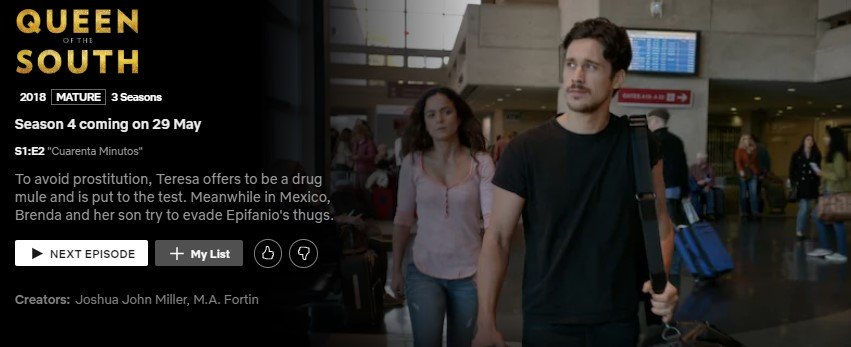 When will Season 4 of ‘Queen of the South’ be on Netflix?
